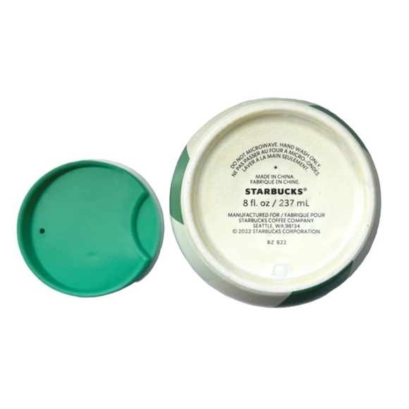 STARBUCKS HOLIDAY 2022  HREEN STRIPED 8OZ. CERAMIC TUMBLER - Picture 6 of 6